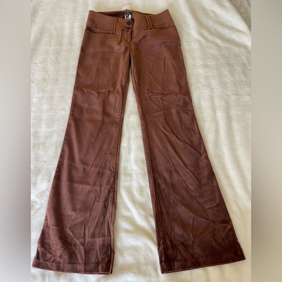 Bebe Y2K Chocolate Brown Velour Boho Pants - Picture 7 of 8